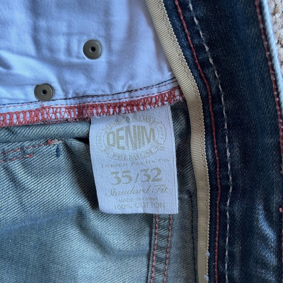 Men’s Indigo Palms Distressed Jeans 35 x 32 - Picture 5 of 5